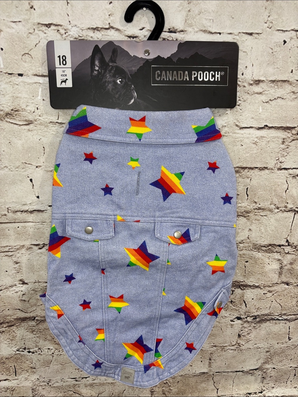 NWT- Canada Pooch Rainbow Star Denim Vest